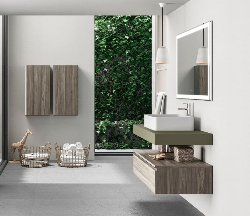 Mueble RÍO 120 Wabi Olmo / Encimera Oliva