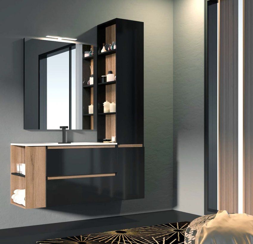 Mueble AQUA MODULAR 135 Negro / Nogal