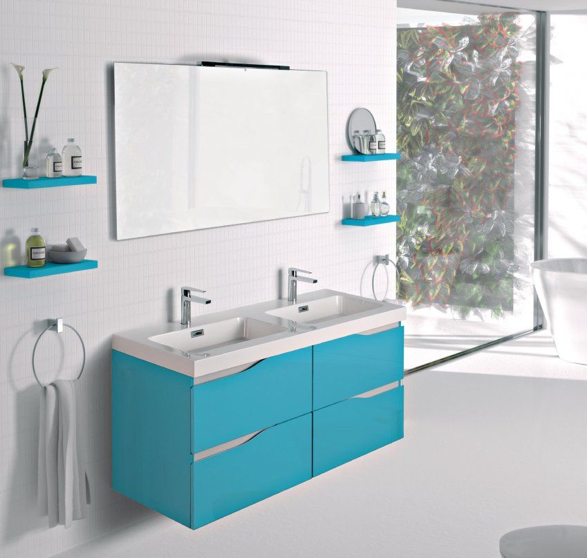 Mueble BERNA 120 (60+60) Azul turquesa / Barras Grisboro