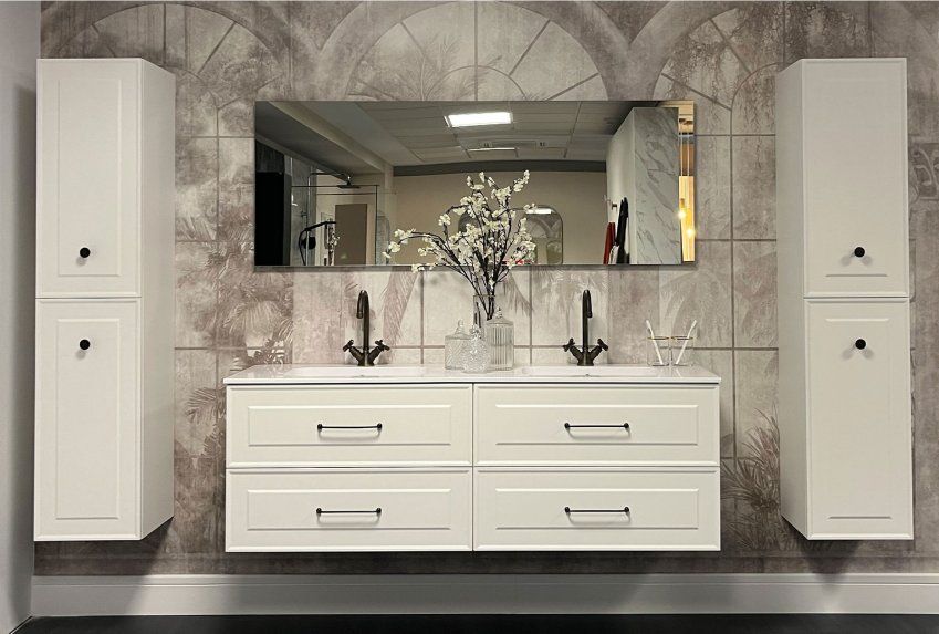 Mueble RENOIR 160 (80+80) White Cotton "Tirador Style. Acabado Black Matt"