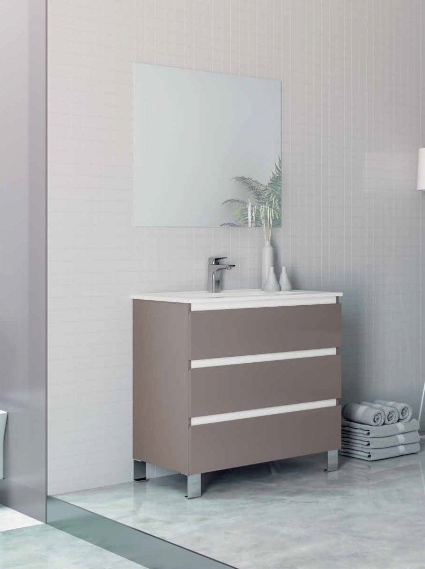 Mueble YAGO 80 Cementino / Barras Blanco