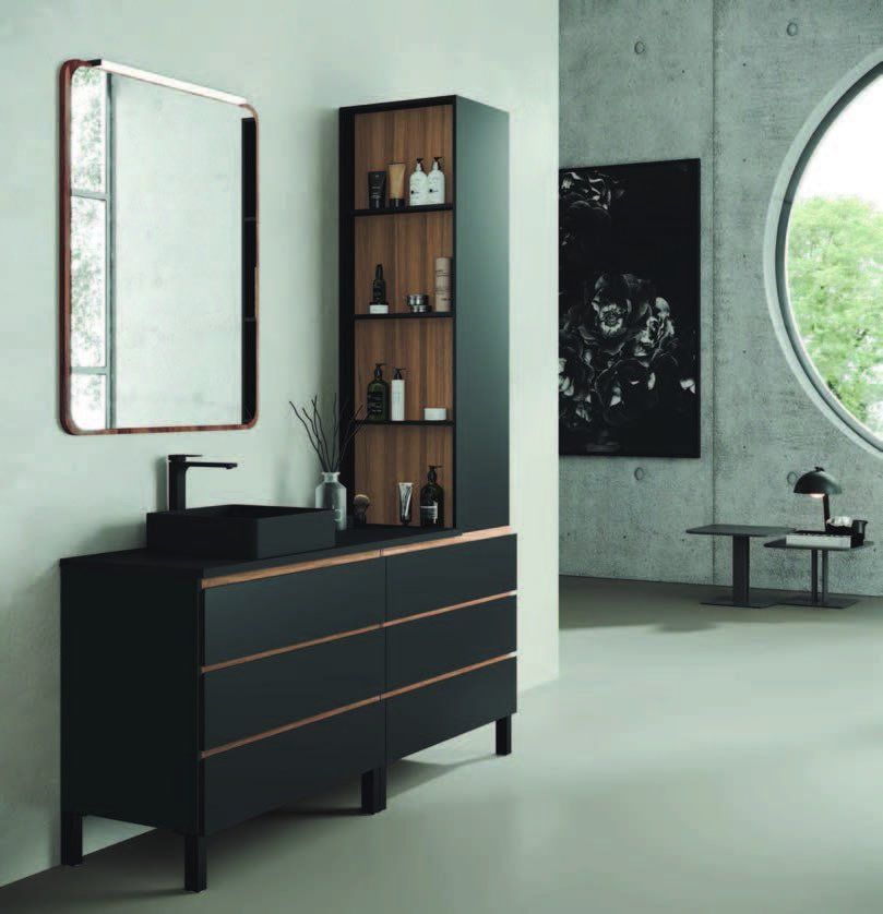 Mueble AQUA MODULAR 160 Negro / Nogal
