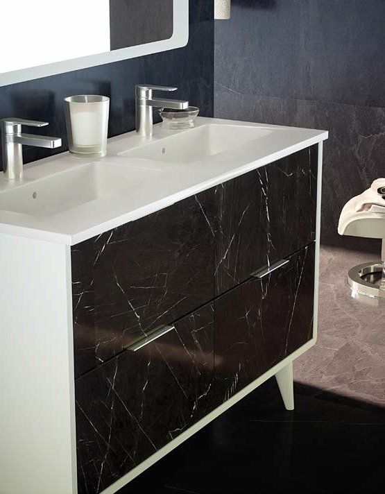Mueble VINTASS 120 Blanco / Marmoleado Nero