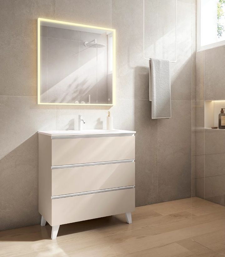 Mueble GRANADA 80 Cotton / Tirador y patas blanco