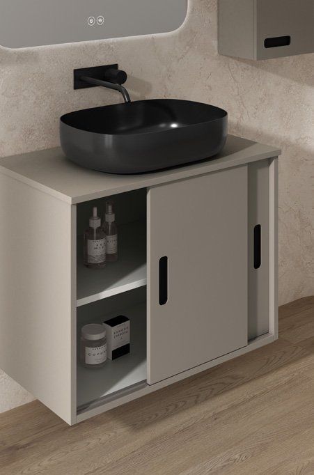 Mueble GAUDI 70 Tortora Mate / Uñeros Negro Mate