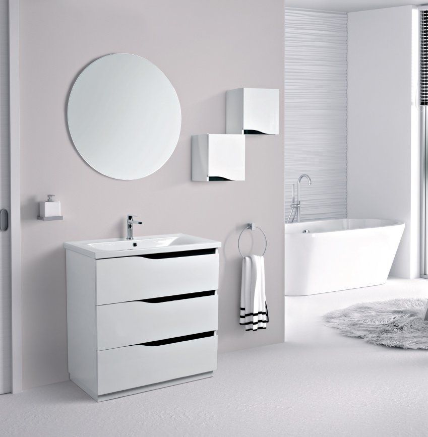 Mueble MALI 90 Blanco / Barras Negro