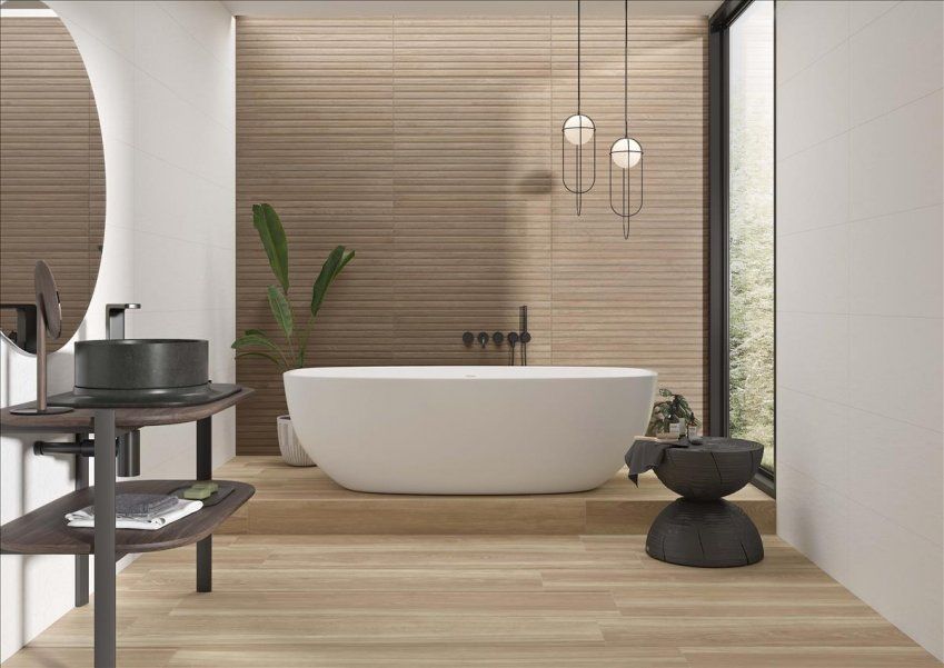 Ambiente Azulejo 33,3x90 Aral White. Ambiente Azulejo 33,3x90 Japon LI90 Nogal