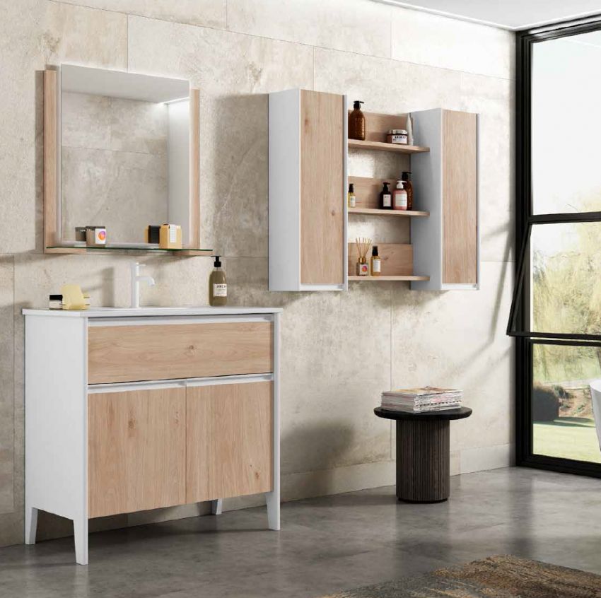 Mueble ALPES 90 Blanco Mate / Charlestón