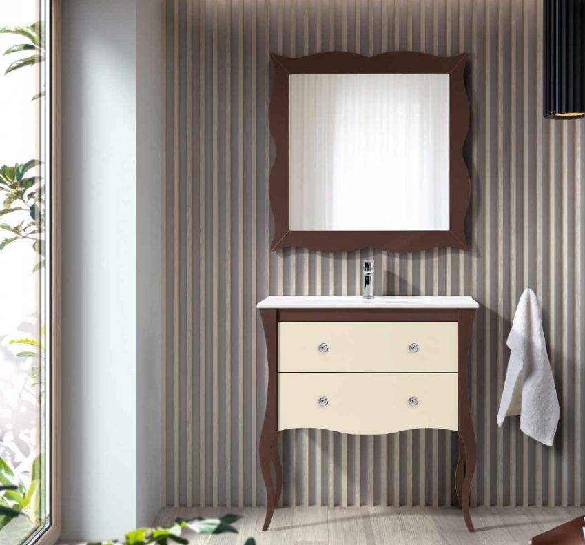 Mueble RONDA 80 Chocolate Brillo / Beige Semimate
