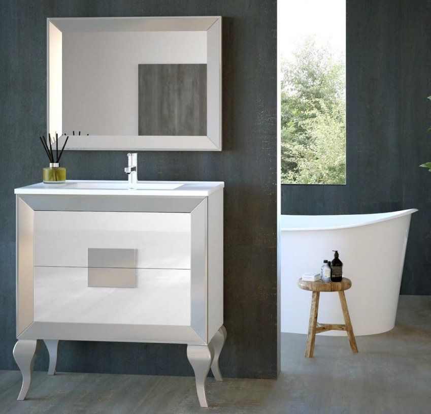 Mueble L GANT KUADRUS 80 Blanco / Plata metalizado