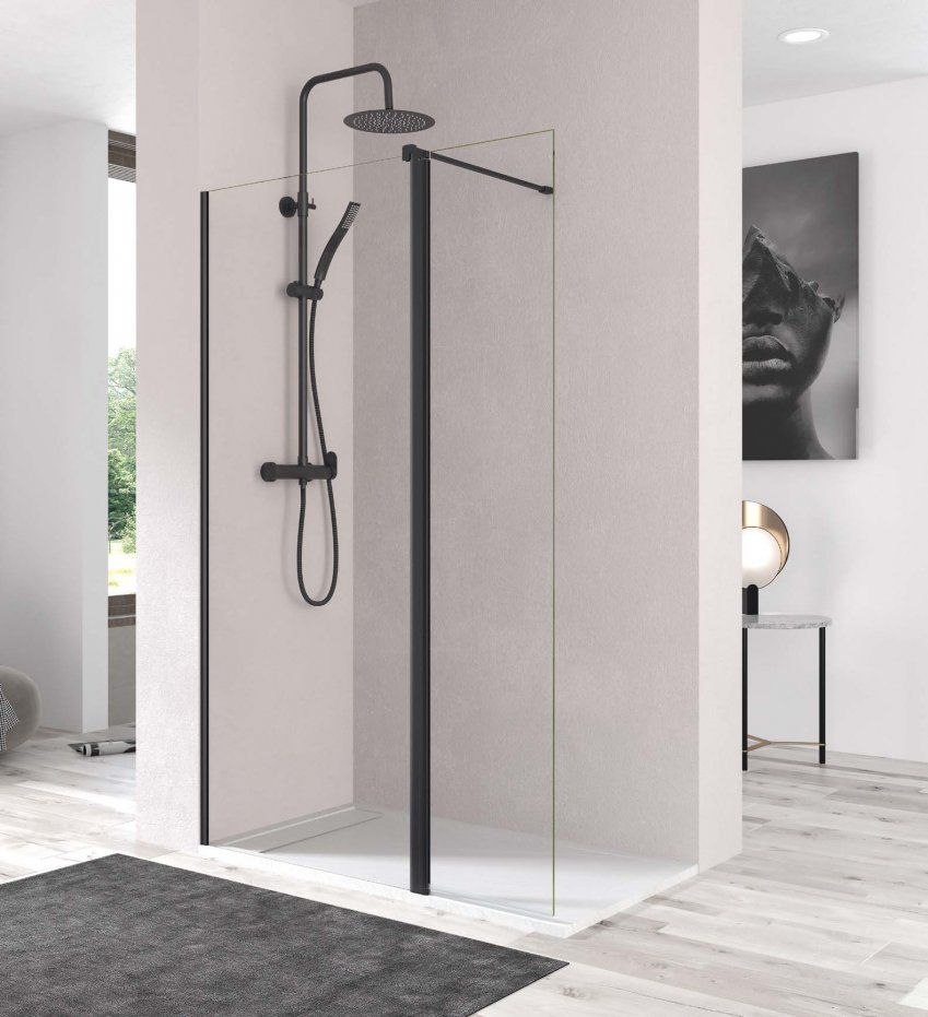 Panel fijo + abatible IN OUT NEGRO