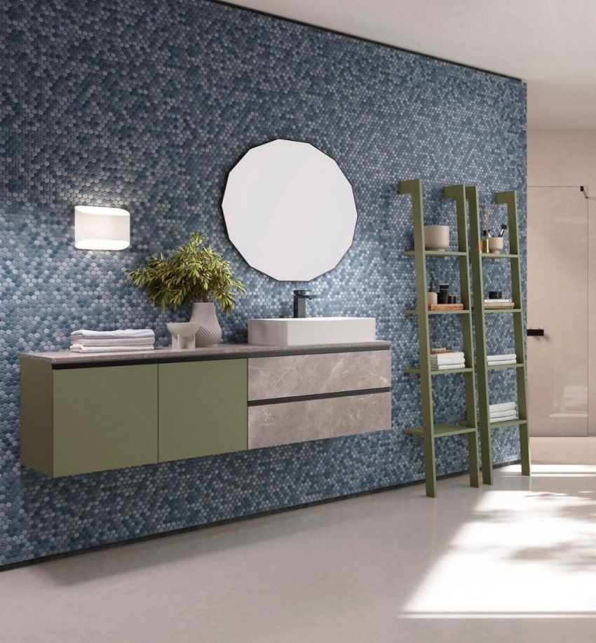 Mueble MALAGA 160 Mármol Atenea / Oliva