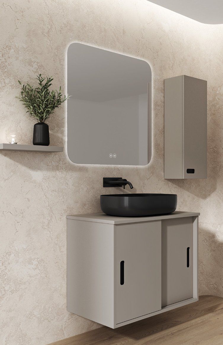 Mueble GAUDI 70 Tortora Mate / Uñeros Negro Mate