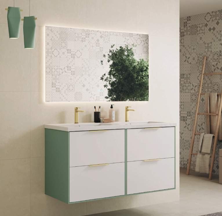 Mueble ALBORAN 120 (60+60) Savia Mate / Blanco Mate
