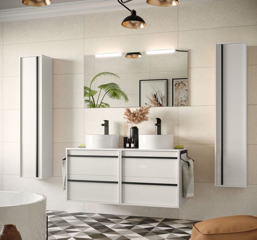 Mueble ATTILA 120 (60+60) White Satin