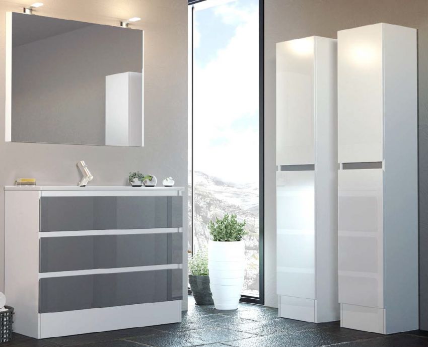 Mueble AQUA 100 Blanco / Plata