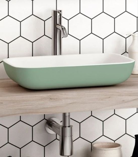 Lavabo MASAI DUO verde claro / interior blanco