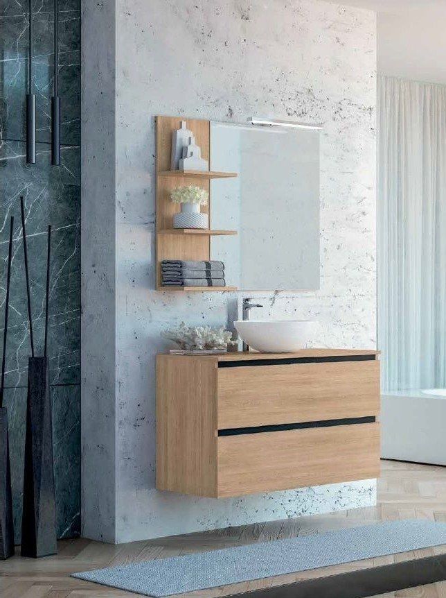 Mueble AINSA 80 Roble olmo / Barras Negro