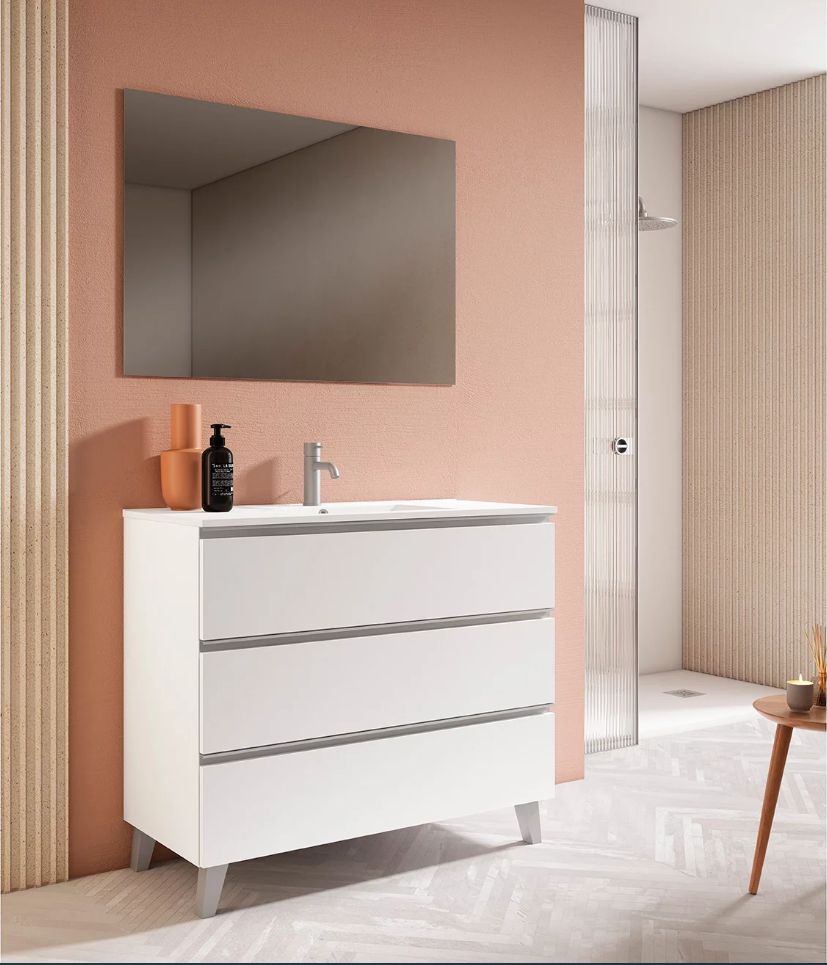 Mueble GRANADA 80 B Ada / Tirador y patas aluminio brillo