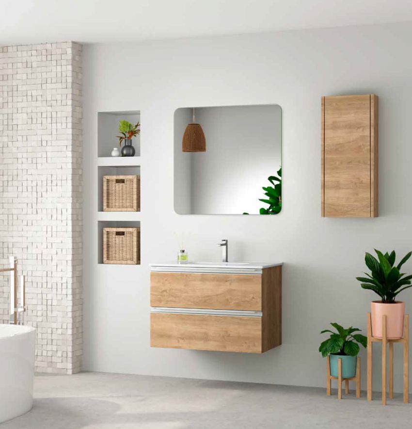 Mueble TURIN 80 Roble Natural / Tirador Negro