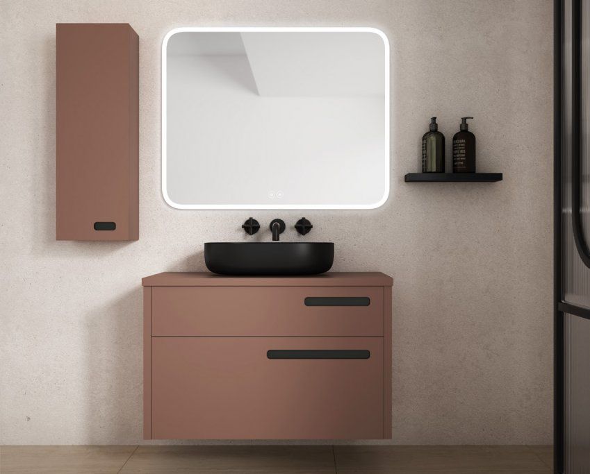 Mueble GAUDÍ 80 Teja Mate / Uñeros Negro Mate