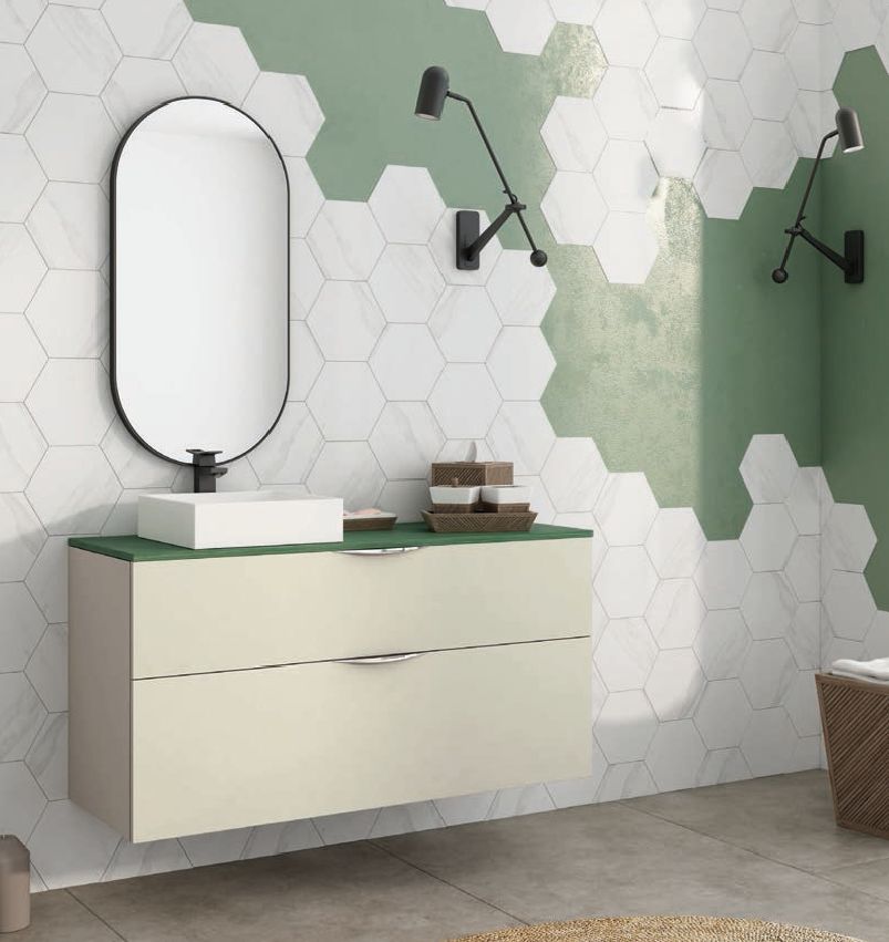 Mueble NOA 100 Panna Mate / Tapa Tinte Verde