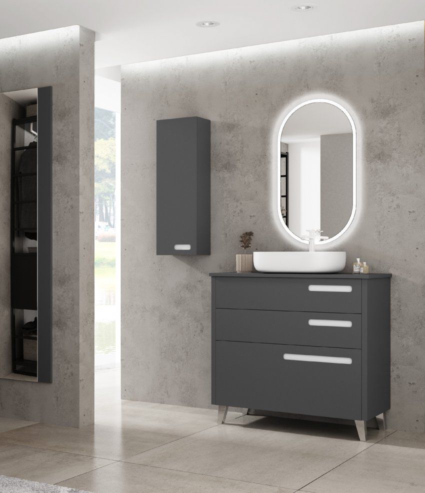 Mueble GAUDI 80 Gris Bromo / Uñero Blanco Mate