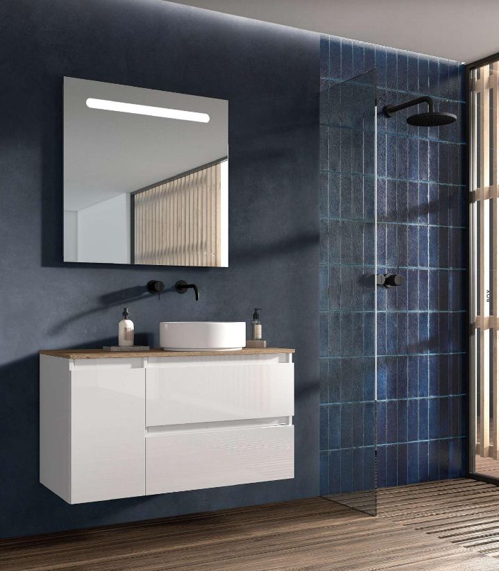 Mueble BOX MODULAR 100 (70+30) Nieve brillo