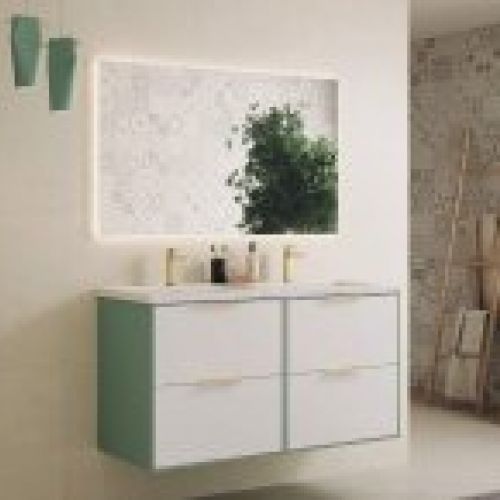 Mueble ALBORAN 120 (60+60) Savia Mate / Blanco Mate