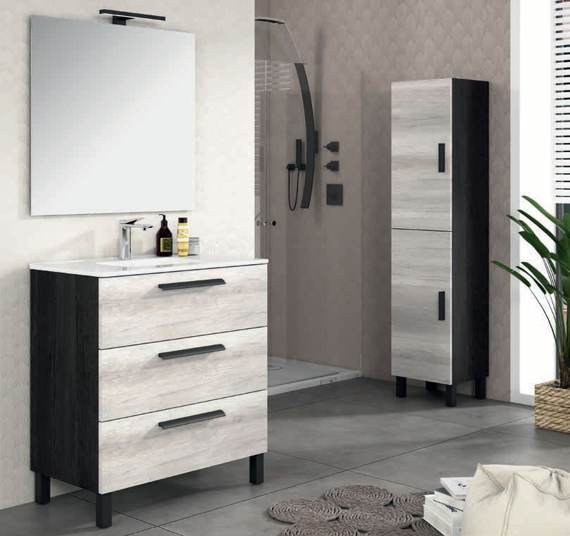 Mueble NATURA "Tirador negro" 80 Carbón / Arena