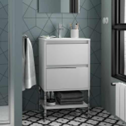 Mueble S40  Blanco "con patas cromo + balda"