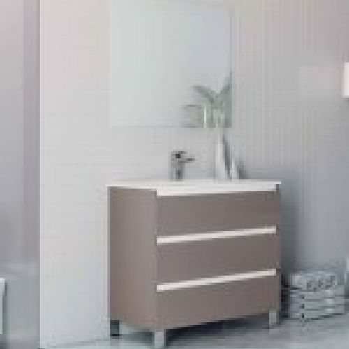 Mueble YAGO 80 Cementino / Barras Blanco
