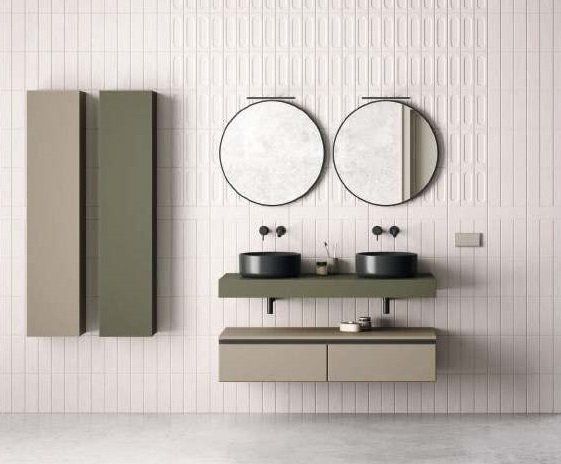 Mueble RÍO 120 (60+60) Topo mate / Encimera Oliva