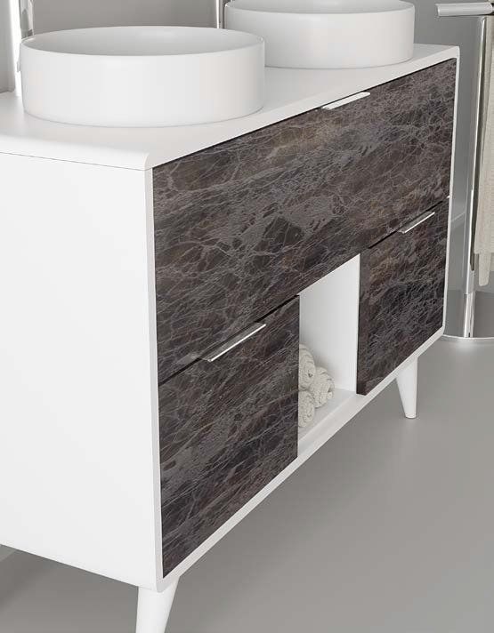 Mueble VINTASS 120 Blanco / Marmoleado Marrone