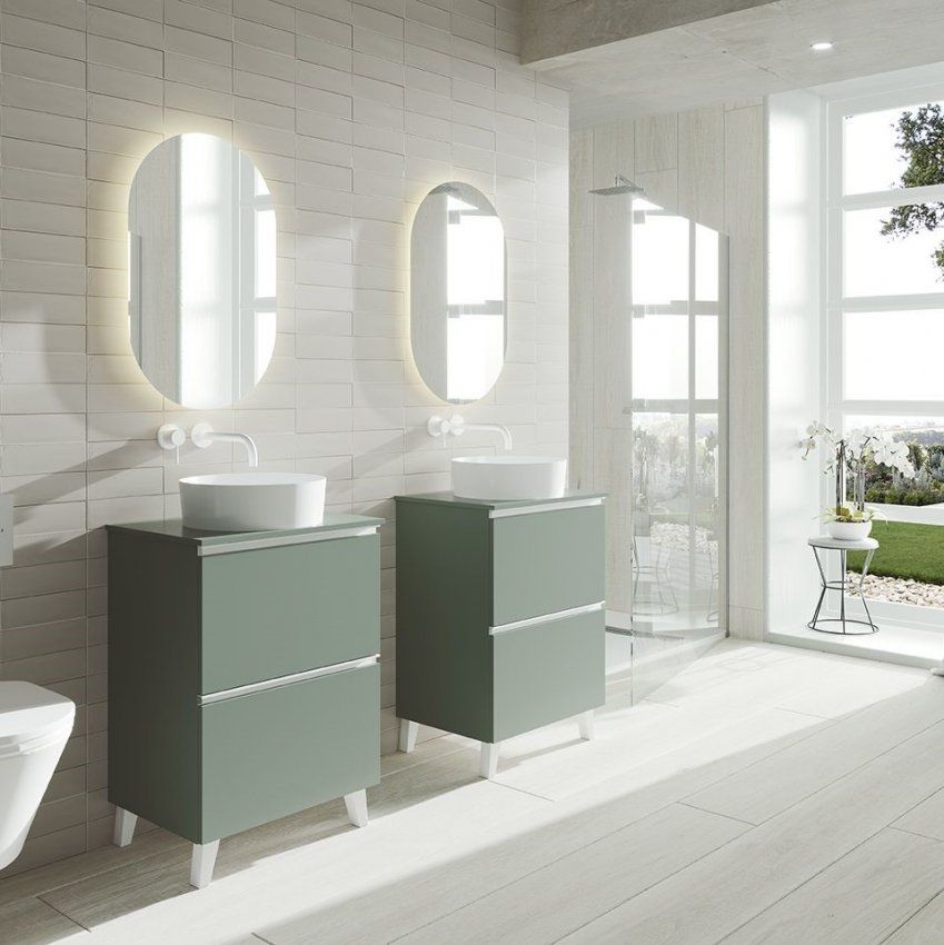 Mueble GRANADA 60 Musgo / Tirador y patas Blanco