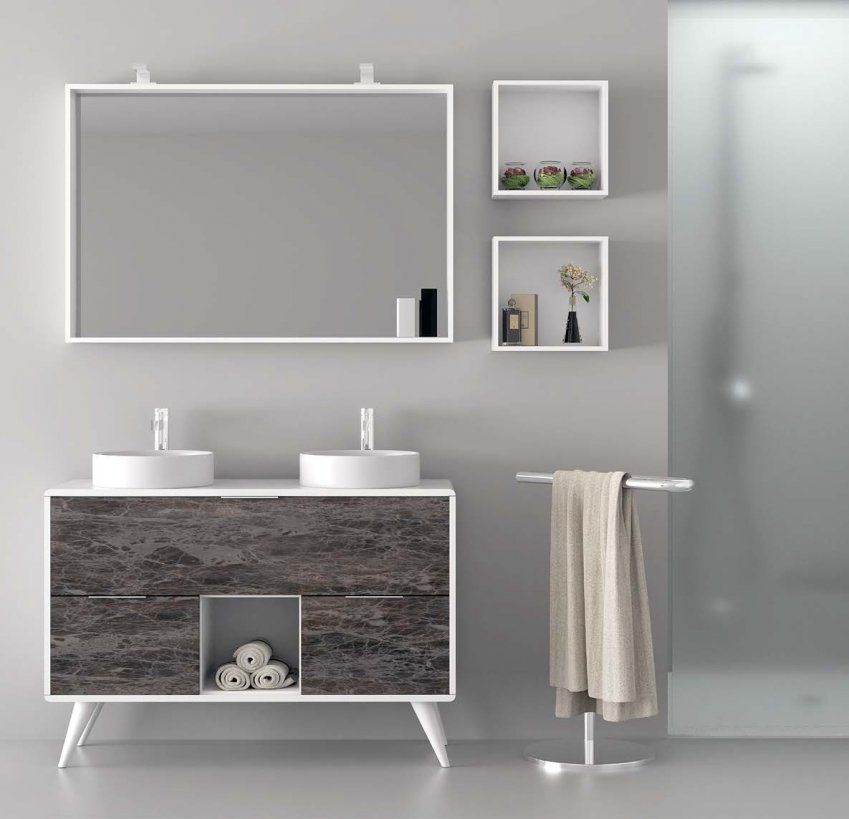 Mueble VINTASS 120 Blanco / Marmoleado Marrone