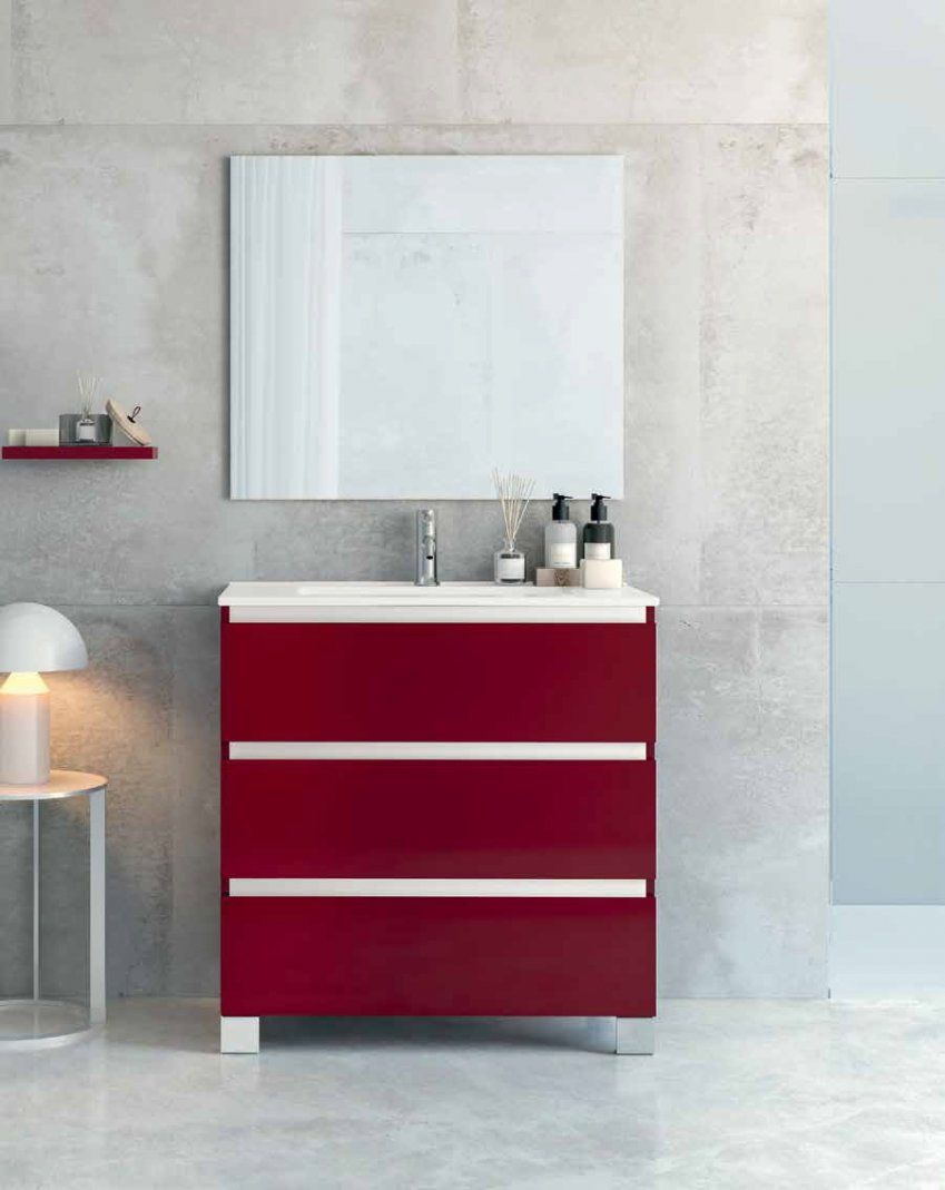 Mueble YAGO 90 Burdeos / Barras Blanco