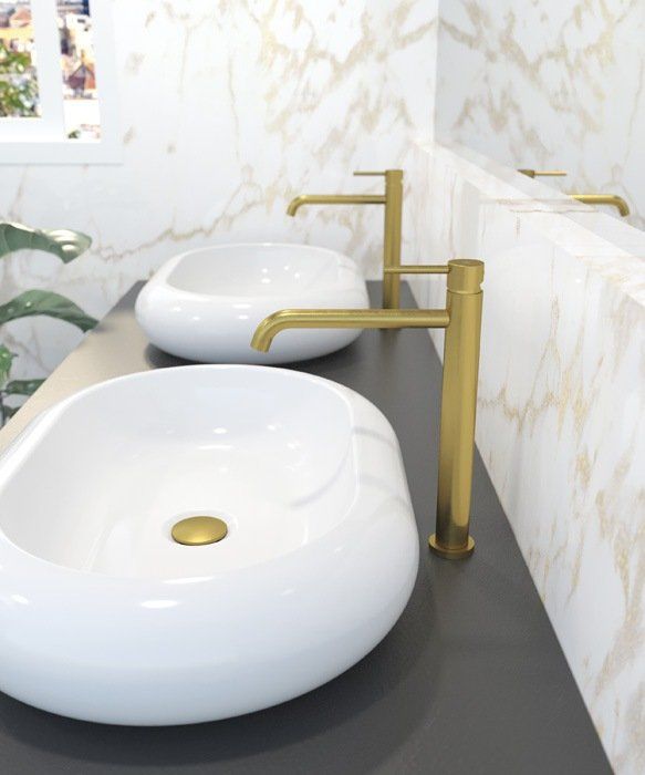 Grifo lavabo caño alto SIRIO ORO ambiente