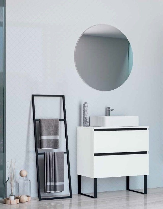 Mueble AINSA 80 Blanco / Barras Negro