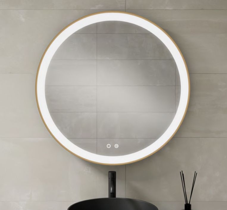 Espejo luz led redondo ALEXA retro dorado