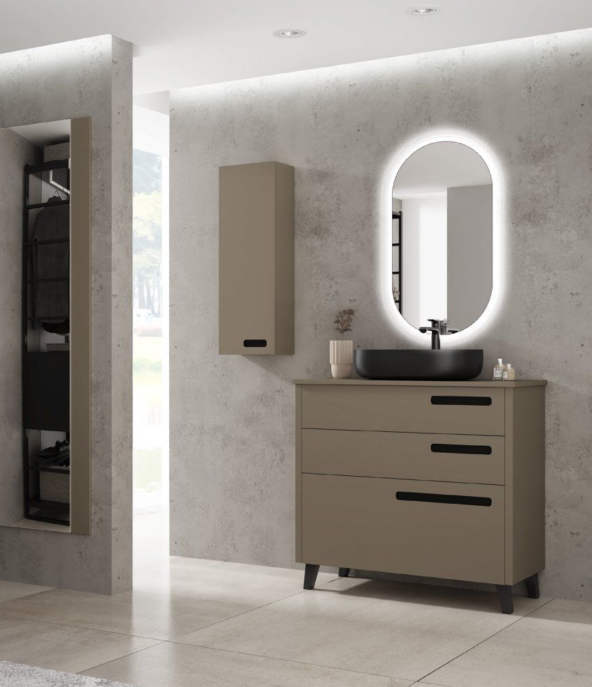 Mueble GAUDÍ 80 Cappuccino Mate / Uñeros Negro Mate