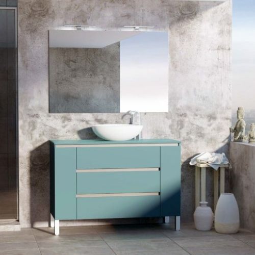 Mueble KLOE 120 Azul lago / Barras Gris