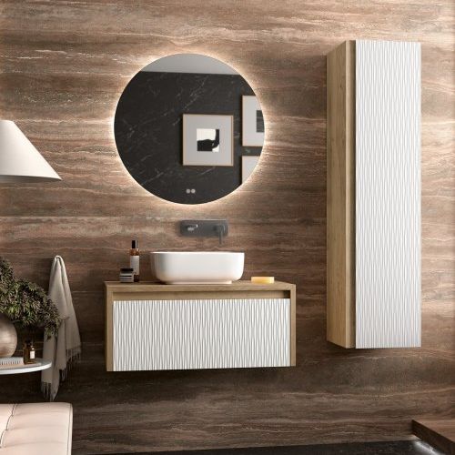 Mueble LAMBDA 80 Roble Natural / Blanco