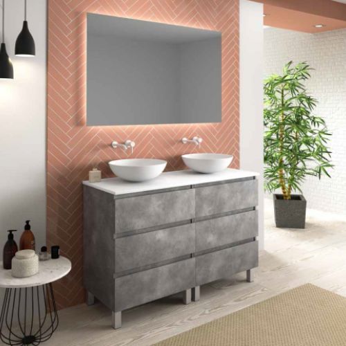 Mueble DUNDEE 120 (60+60) Cemento / Cromo