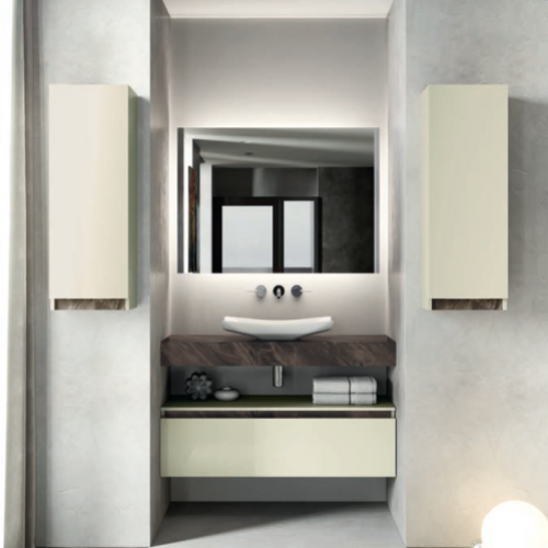 Mueble AQUA MODULAR 100 Panna Mate / Barra Marmoleado Nero