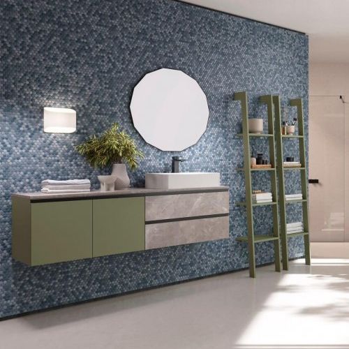 Mueble RÍO MODULAR 160 Mármol Atenea / Oliva Mate