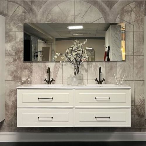 Mueble RENOIR 160 (80+80) White Cotton "Tirador Style. Acabado Black Matt"