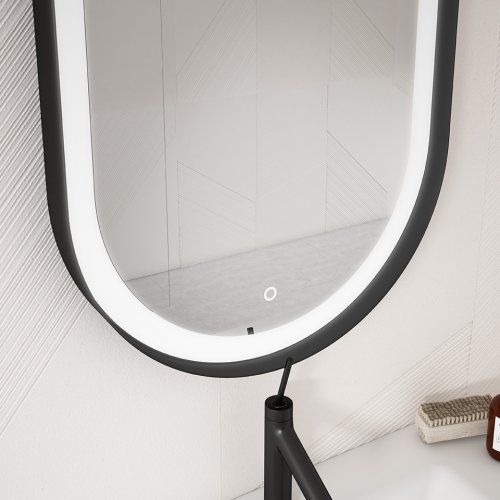 Espejo luz led LOIRA retro negro