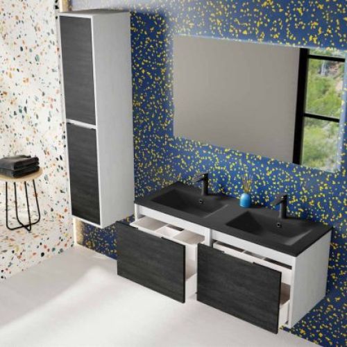 Mueble POOLE 120 (60+60) Blanco Brillo / Ebony