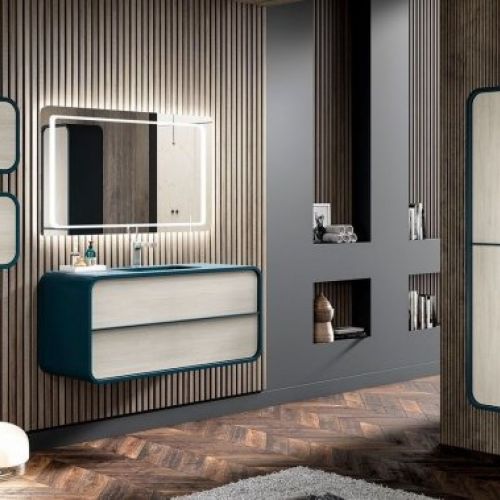 Mueble OVALO 120 Azul índigo / Olmo river